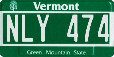 VT license plate NLY474