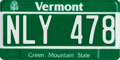 VT license plate NLY478