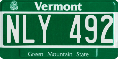 VT license plate NLY492