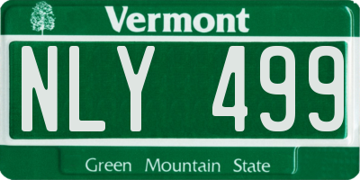 VT license plate NLY499