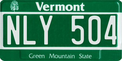 VT license plate NLY504