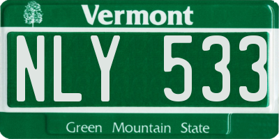 VT license plate NLY533