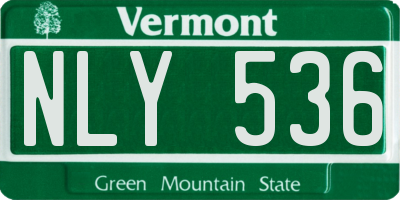VT license plate NLY536