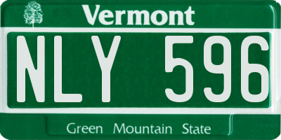 VT license plate NLY596