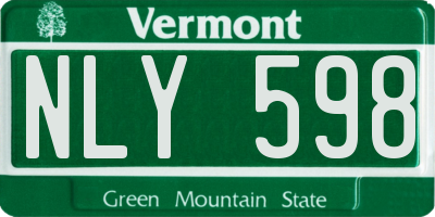 VT license plate NLY598