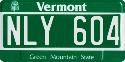 VT license plate NLY604