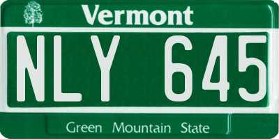 VT license plate NLY645