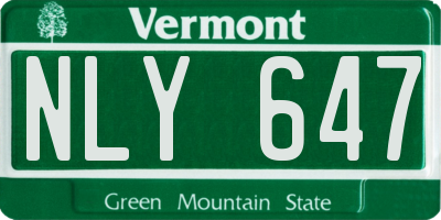 VT license plate NLY647