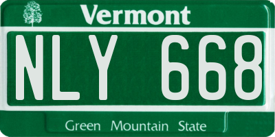 VT license plate NLY668