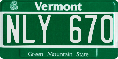 VT license plate NLY670