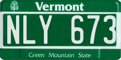 VT license plate NLY673