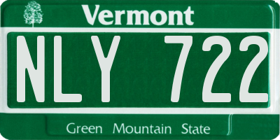 VT license plate NLY722