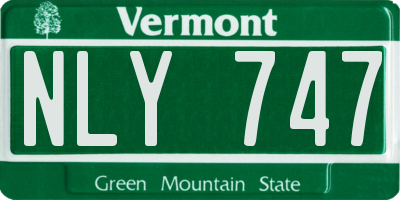VT license plate NLY747