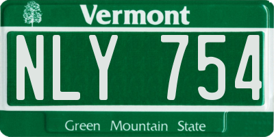 VT license plate NLY754