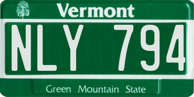 VT license plate NLY794