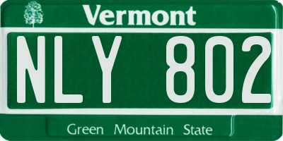 VT license plate NLY802