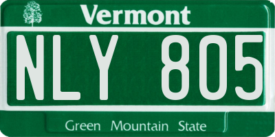VT license plate NLY805
