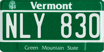VT license plate NLY830
