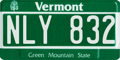 VT license plate NLY832