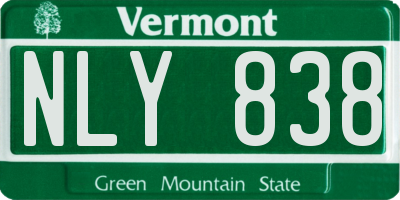 VT license plate NLY838