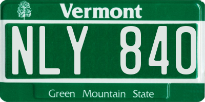 VT license plate NLY840