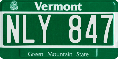 VT license plate NLY847