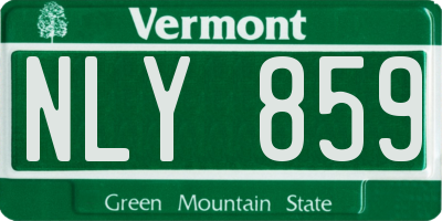 VT license plate NLY859