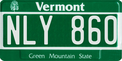 VT license plate NLY860