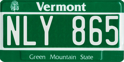 VT license plate NLY865