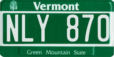 VT license plate NLY870
