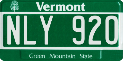 VT license plate NLY920