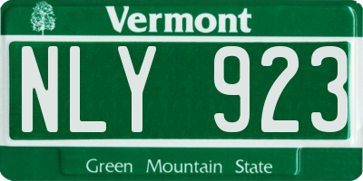 VT license plate NLY923