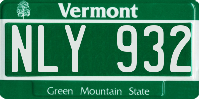 VT license plate NLY932