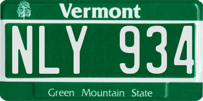 VT license plate NLY934