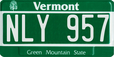 VT license plate NLY957
