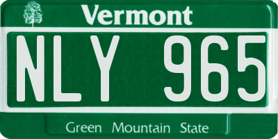 VT license plate NLY965