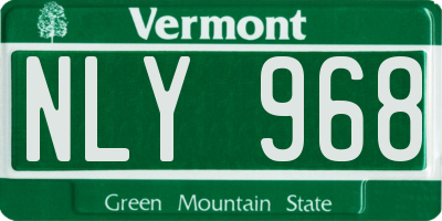 VT license plate NLY968