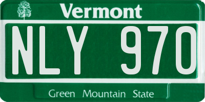 VT license plate NLY970