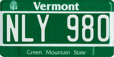 VT license plate NLY980