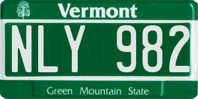 VT license plate NLY982
