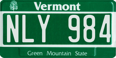 VT license plate NLY984