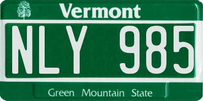 VT license plate NLY985