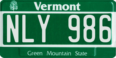 VT license plate NLY986