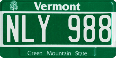 VT license plate NLY988
