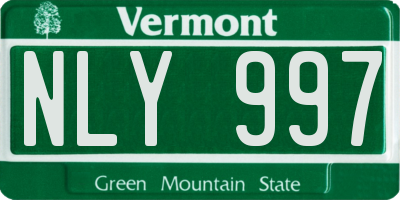VT license plate NLY997