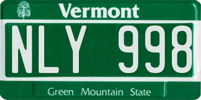 VT license plate NLY998