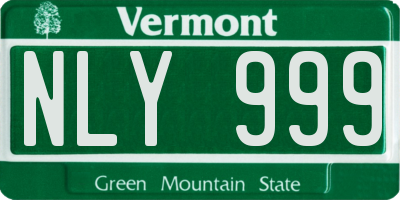 VT license plate NLY999