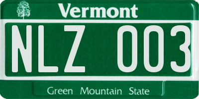 VT license plate NLZ003