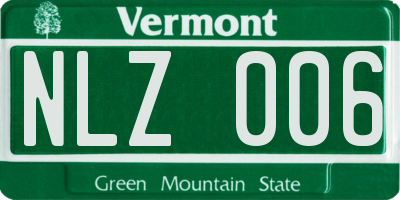 VT license plate NLZ006