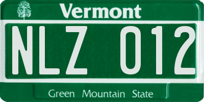 VT license plate NLZ012